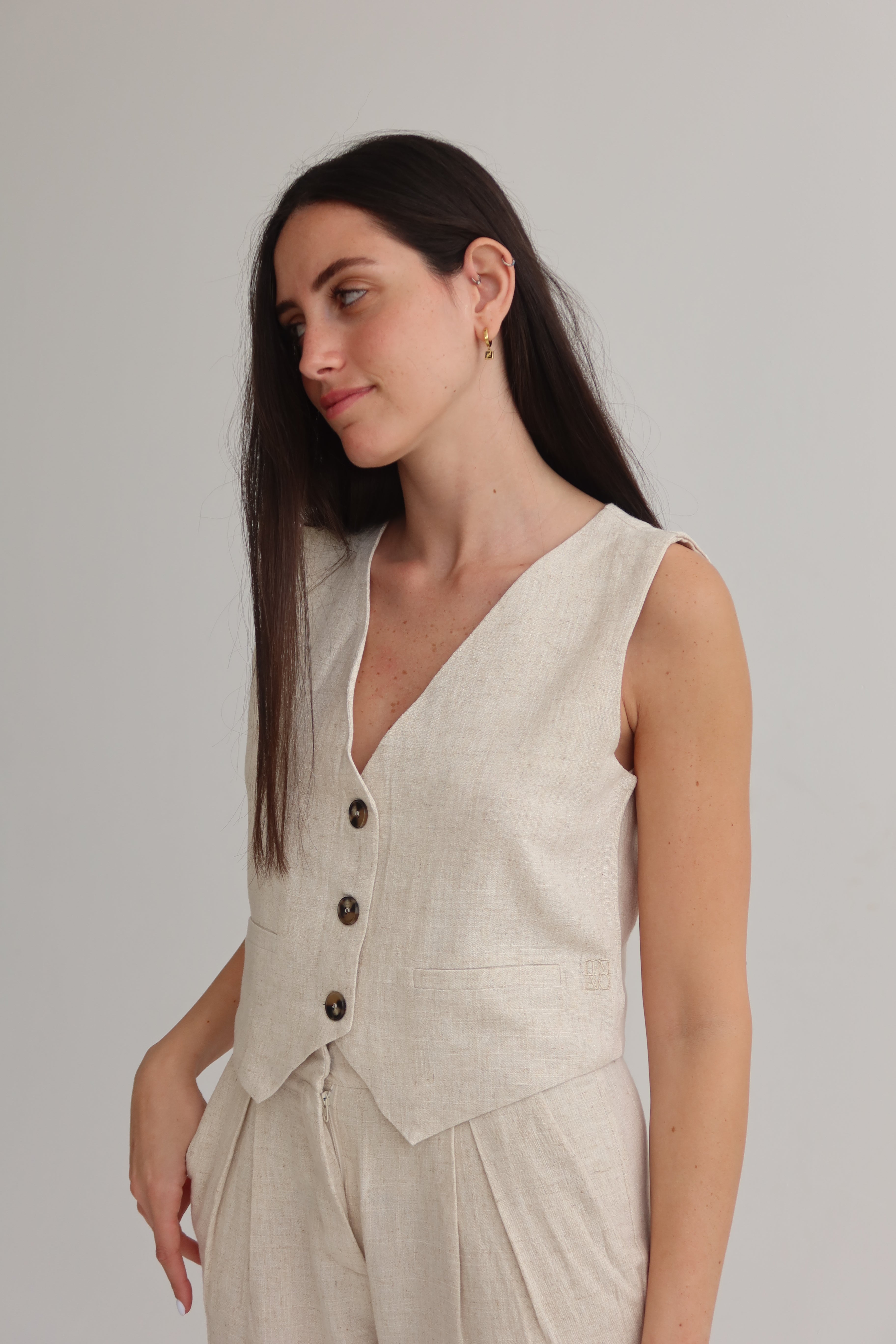 Stone tailored crop vest