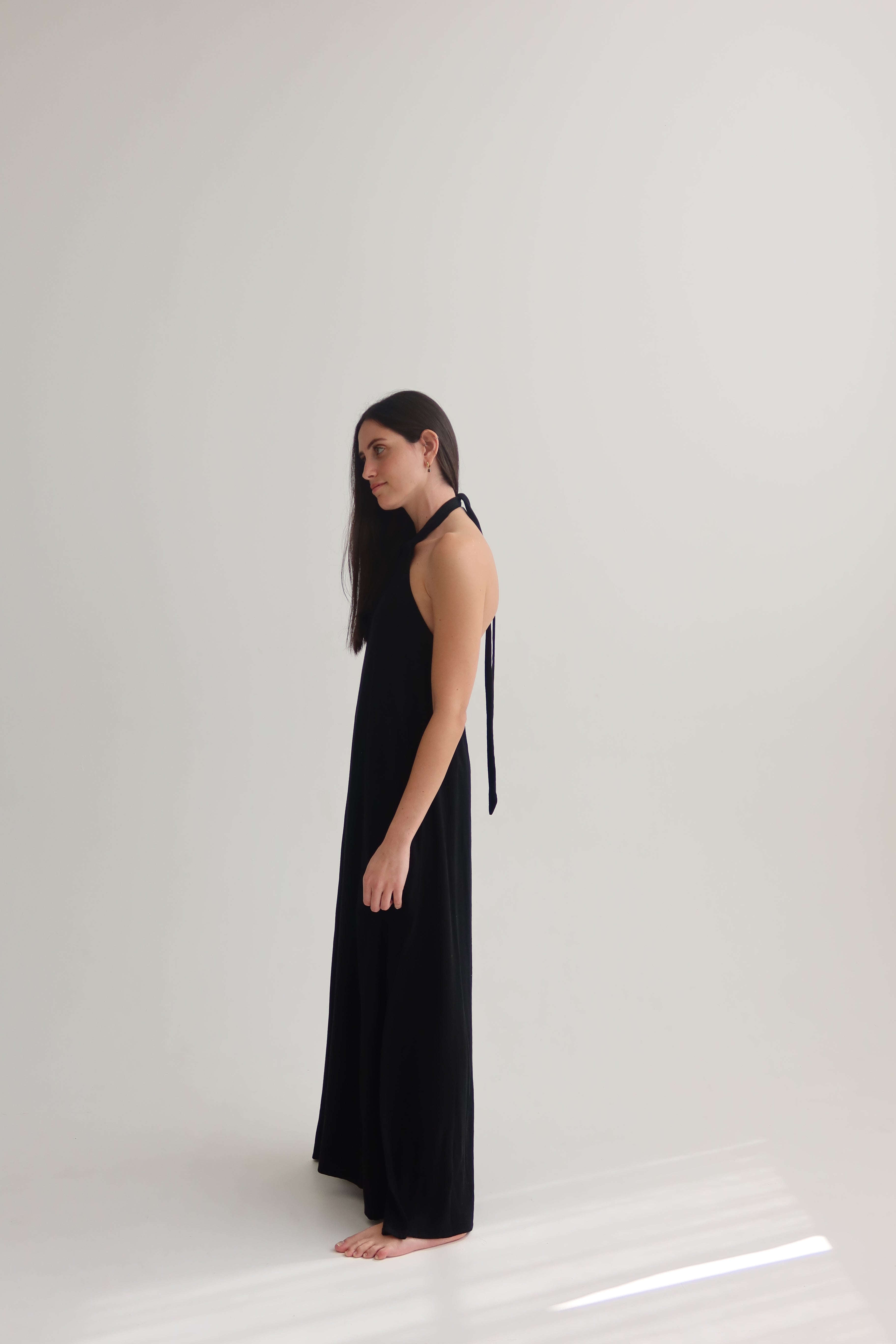 Black collar maxi dress