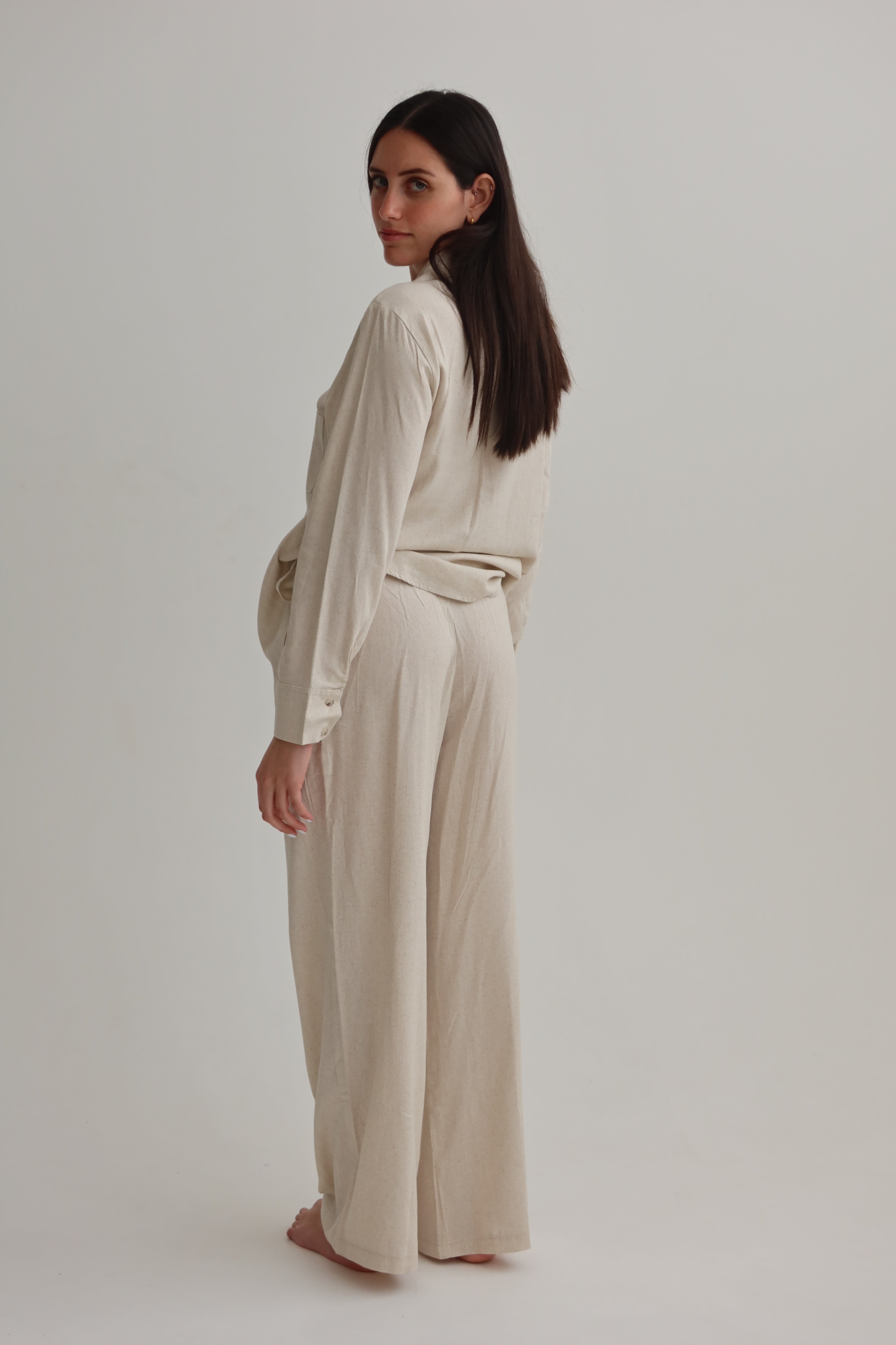 relaxed fit linen pants - stone