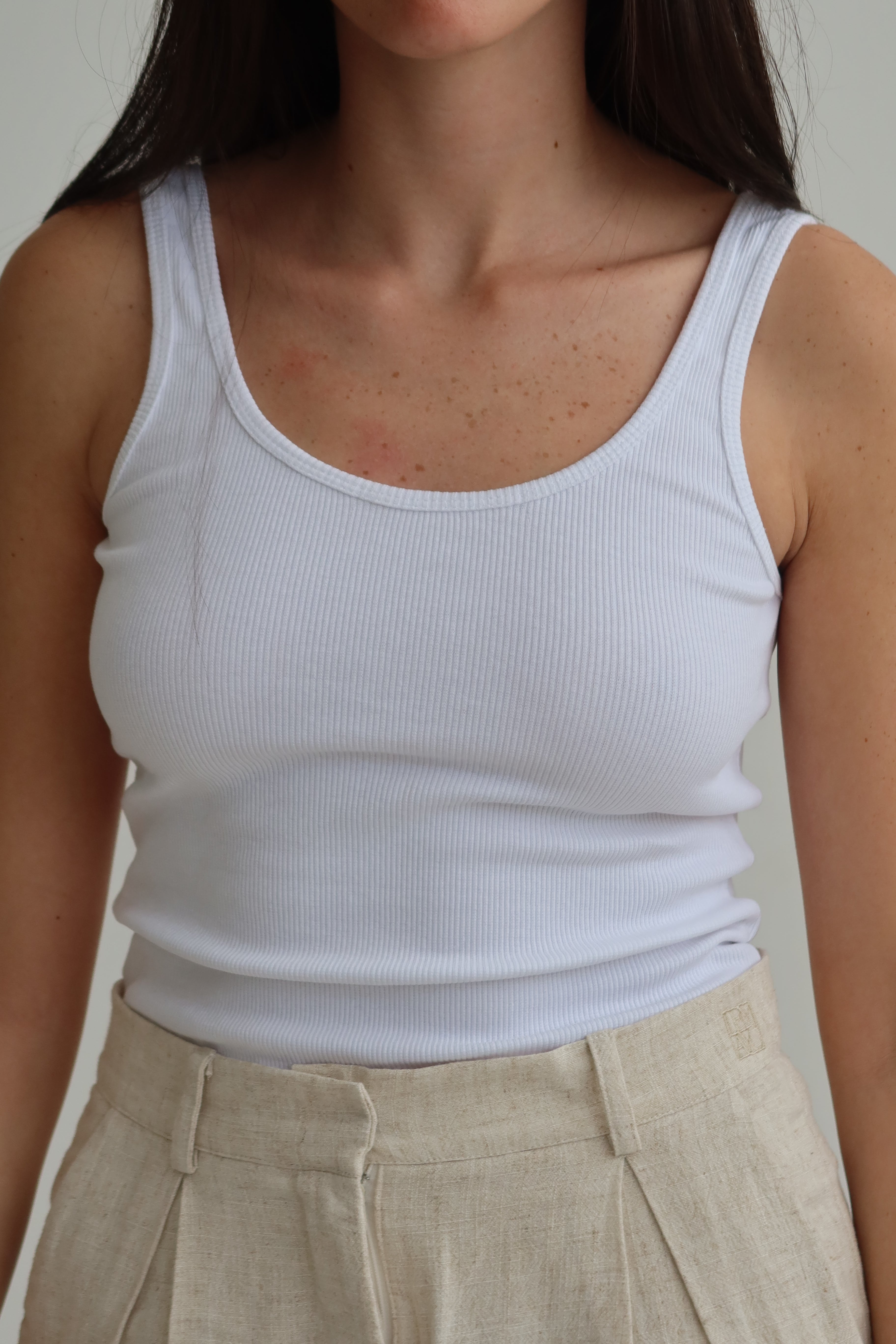 white ribbed tank top