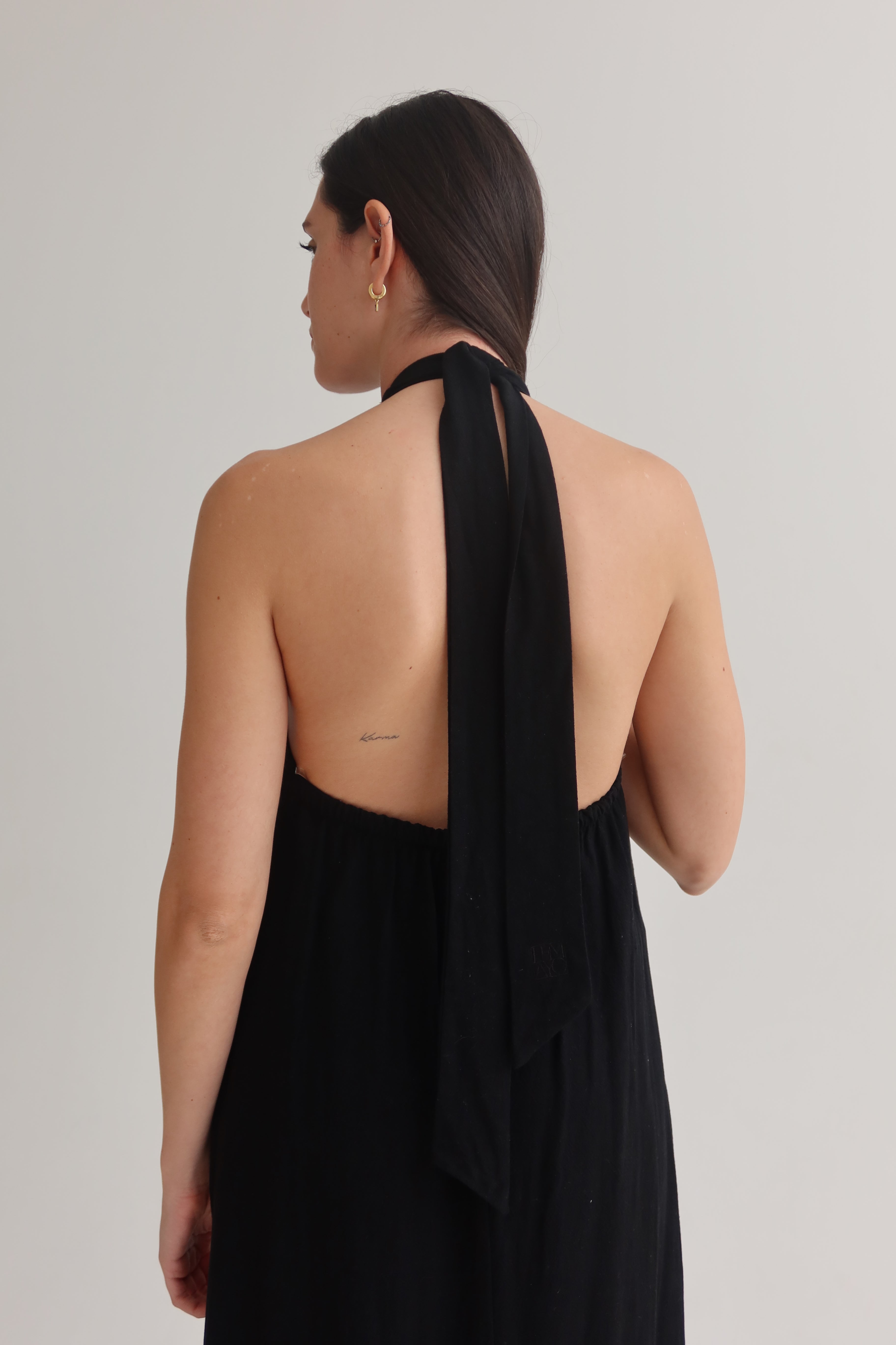 Black collar maxi dress