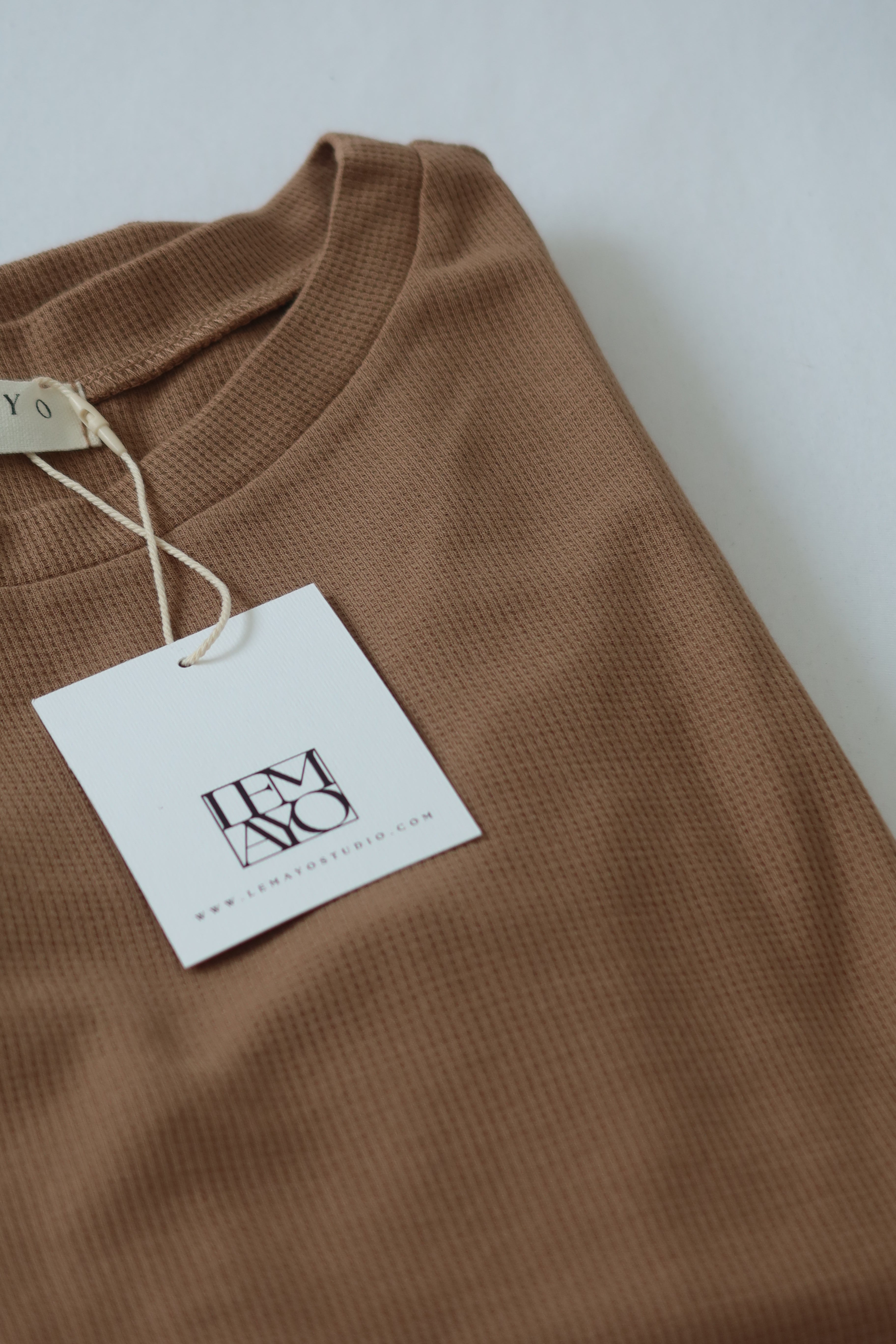 Waffle long sleeve T-shirt - brown