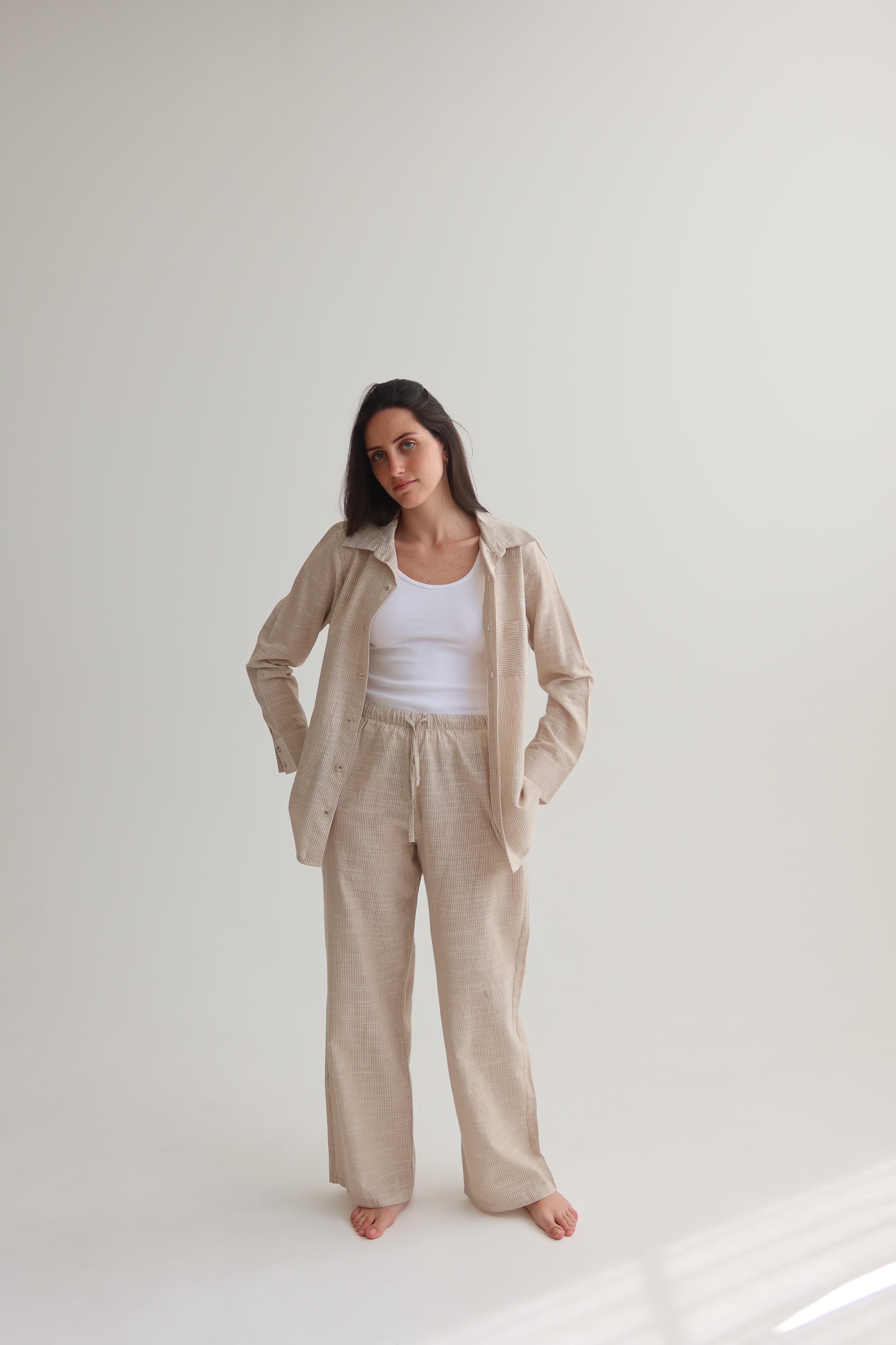 relaxed fit linen pants - striped