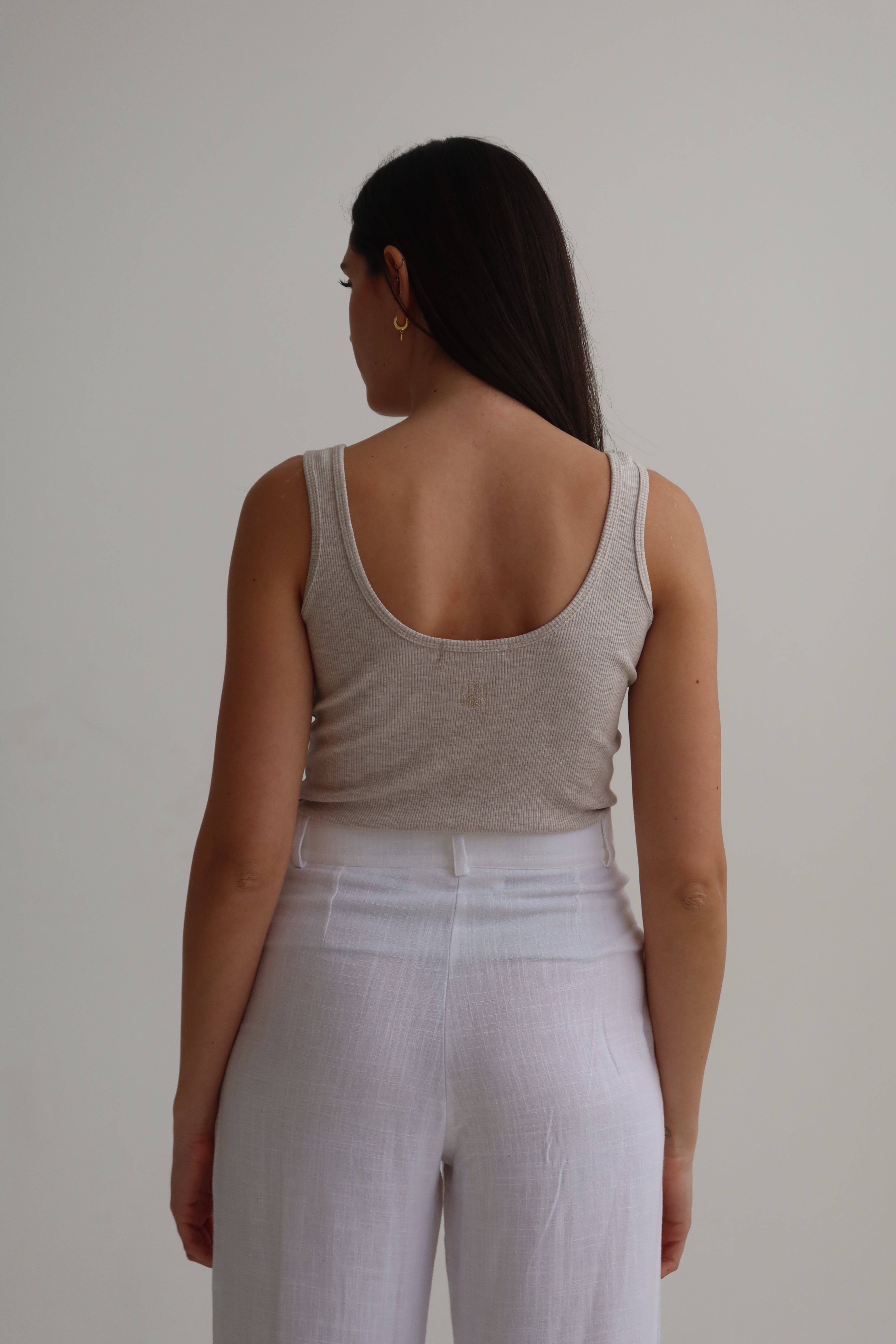 stone ribbed tank top